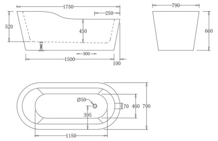 ✔️Акриловая ванна отдельностоящая BelBagno BB65-1750 купить за 1 059 900 тенге в Казахстане г. Астане, Алмате, Караганде