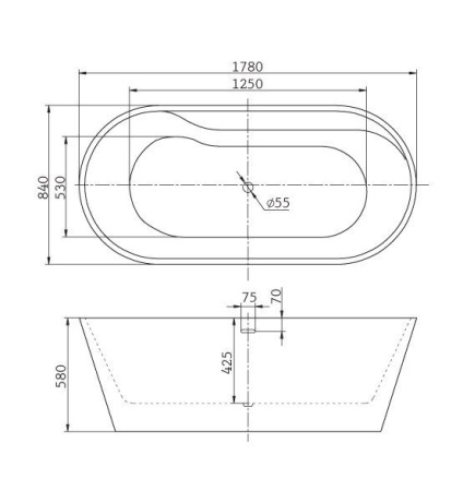 ✔️Акриловая ванна отдельностоящая BelBagno BB14 купить за 902 800 тенге в Казахстане г. Астане, Алмате, Караганде