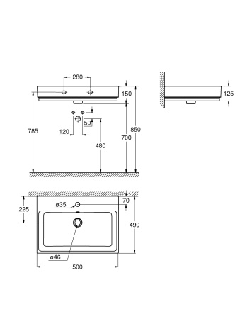 ✔️Раковина Grohe Cube Ceramic 50 см 3947400H купить за 158 000 тенге в Казахстане г. Астане, Алмате, Караганде