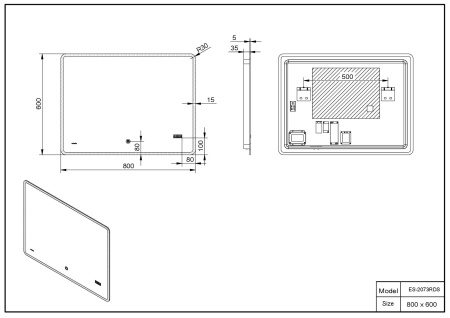 ✔️Зеркало ESBANO ES-2073RDS ESMI2073RDS купить за 131 000 тенге в Казахстане г. Астане, Алмате, Караганде