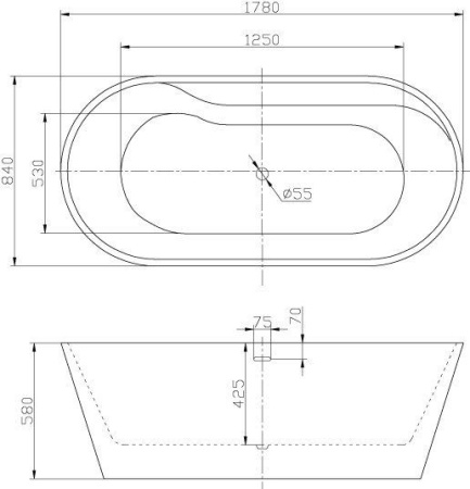 ✔️Акриловая ванна отдельностоящая BelBagno BB14-NERO/BIA купить за 902 800 тенге в Казахстане г. Астане, Алмате, Караганде