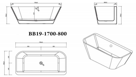 ✔️Акриловая ванна отдельностоящая BelBagno BB19-1700-800 купить за 720 200 тенге в Казахстане г. Астане, Алмате, Караганде