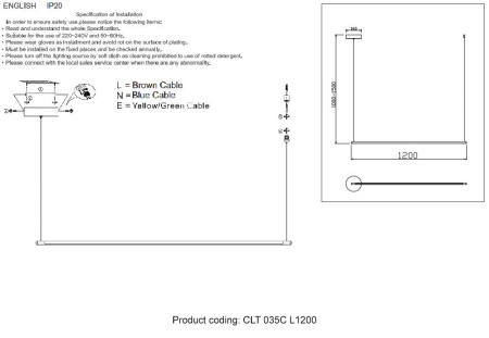 ✔️Подвесной светильник Crystal Lux CLT 035C L1200 GO купить за 106 300 тенге в Казахстане г. Астане, Алмате, Караганде