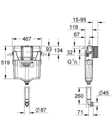 ✔️Бачок скрытого монтажа Grohe GD2 38661000 купить за 60 600 тенге в Казахстане г. Астане, Алмате, Караганде