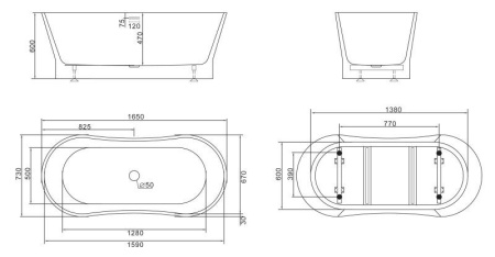 ✔️Акриловая ванна отдельностоящая BelBagno BB406-1650-730 купить за 675 300 тенге в Казахстане г. Астане, Алмате, Караганде