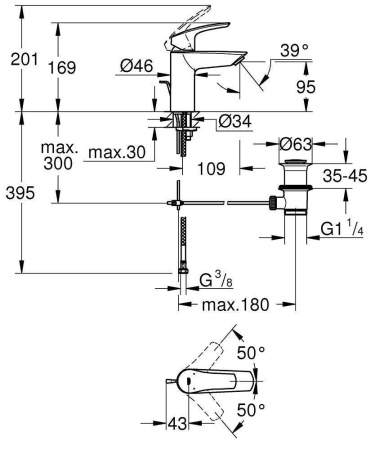 ✔️Смеситель для раковины Grohe Eurosmart 33265003 хром купить за 44 000 тенге в Казахстане г. Астане, Алмате, Караганде