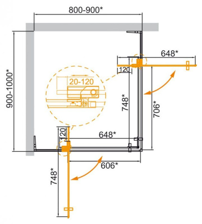 ✔️Душевой уголок Cezares Slider SLIDER-AH-2-80/90-90/100-C-NERO купить за 499 200 тенге в Казахстане г. Астане, Алмате, Караганде