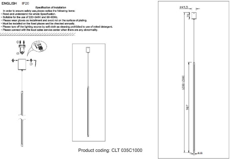 ✔️Подвесной светильник Crystal Lux CLT 035C1000 BL купить за 87 300 тенге в Казахстане г. Астане, Алмате, Караганде