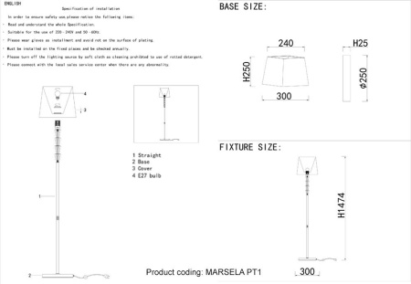 ✔️Торшер Crystal Lux MARSELA PT1 NICKEL купить за 102 400 тенге в Казахстане г. Астане, Алмате, Караганде