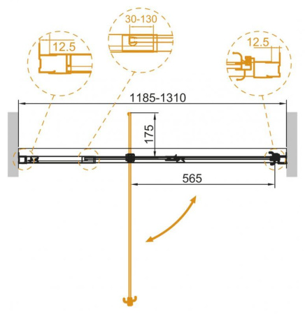 ✔️Душевая дверь в нишу Cezares Variante VARIANTE-B-1-120/130-C-Cr купить за 226 900 тенге в Казахстане г. Астане, Алмате, Караганде