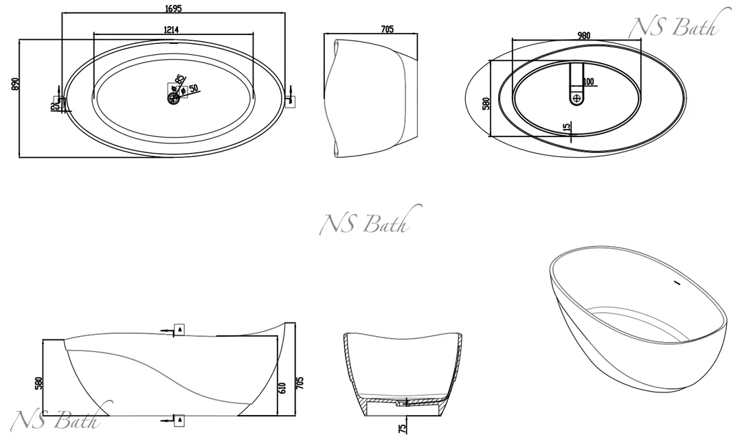 ✔️Ванна NS Bath NSB-17901 купить за 3 204 600 тенге в Казахстане г. Астане, Алмате, Караганде