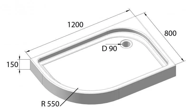 ✔️Поддон акриловый Cezares TRAY-A-RH-120/80-550-15-W-R купить за 178 700 тенге в Казахстане г. Астане, Алмате, Караганде