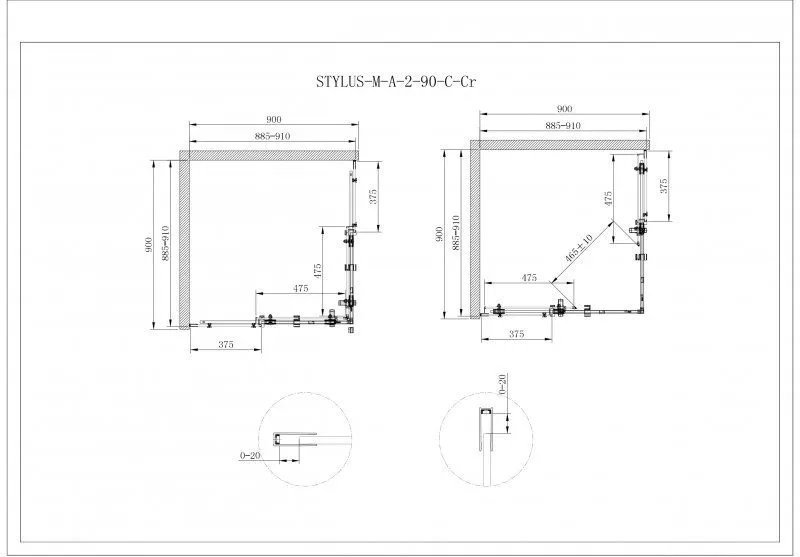 ✔️Душевой уголок Cezares Stylus-M STYLUS-O-M-A-2-90-C-Cr купить за 409 900 тенге в Казахстане г. Астане, Алмате, Караганде