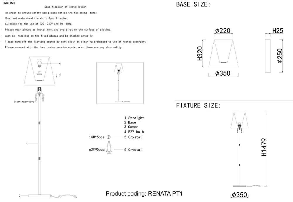 ✔️Торшер Crystal Lux RENATA PT1 SILVER купить за 84 100 тенге в Казахстане г. Астане, Алмате, Караганде