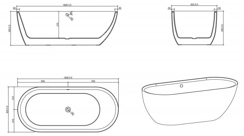 ✔️Акриловая ванна отдельностоящая BelBagno BB203-1800-830 купить за 776 500 тенге в Казахстане г. Астане, Алмате, Караганде