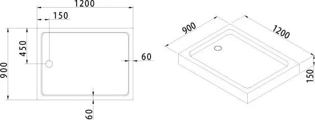 ✔️Поддон акриловый Cezares TRAY-A-AH-120/90-15-W  купить за 191 900 тенге в Казахстане г. Астане, Алмате, Караганде