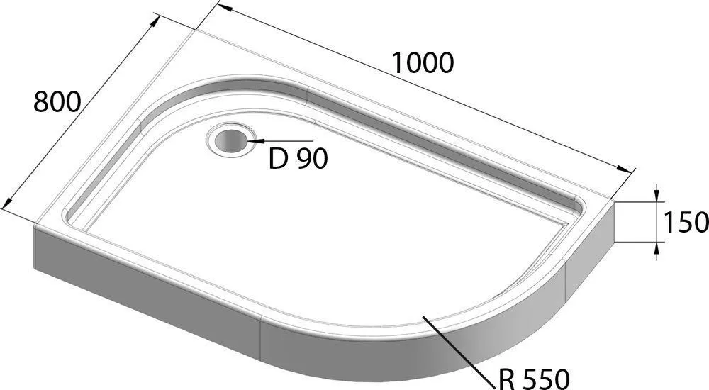 ✔️Поддон акриловый Belbagno TRAY-BB-RH-100/80-550-15-W-L левый купить за 115 600 тенге в Казахстане г. Астане, Алмате, Караганде