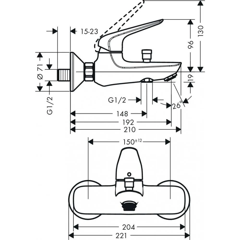 ✔️Смеситель для ванны Hansgrohe Novus 71040000 хром купить за 79 800 тенге в Казахстане г. Астане, Алмате, Караганде