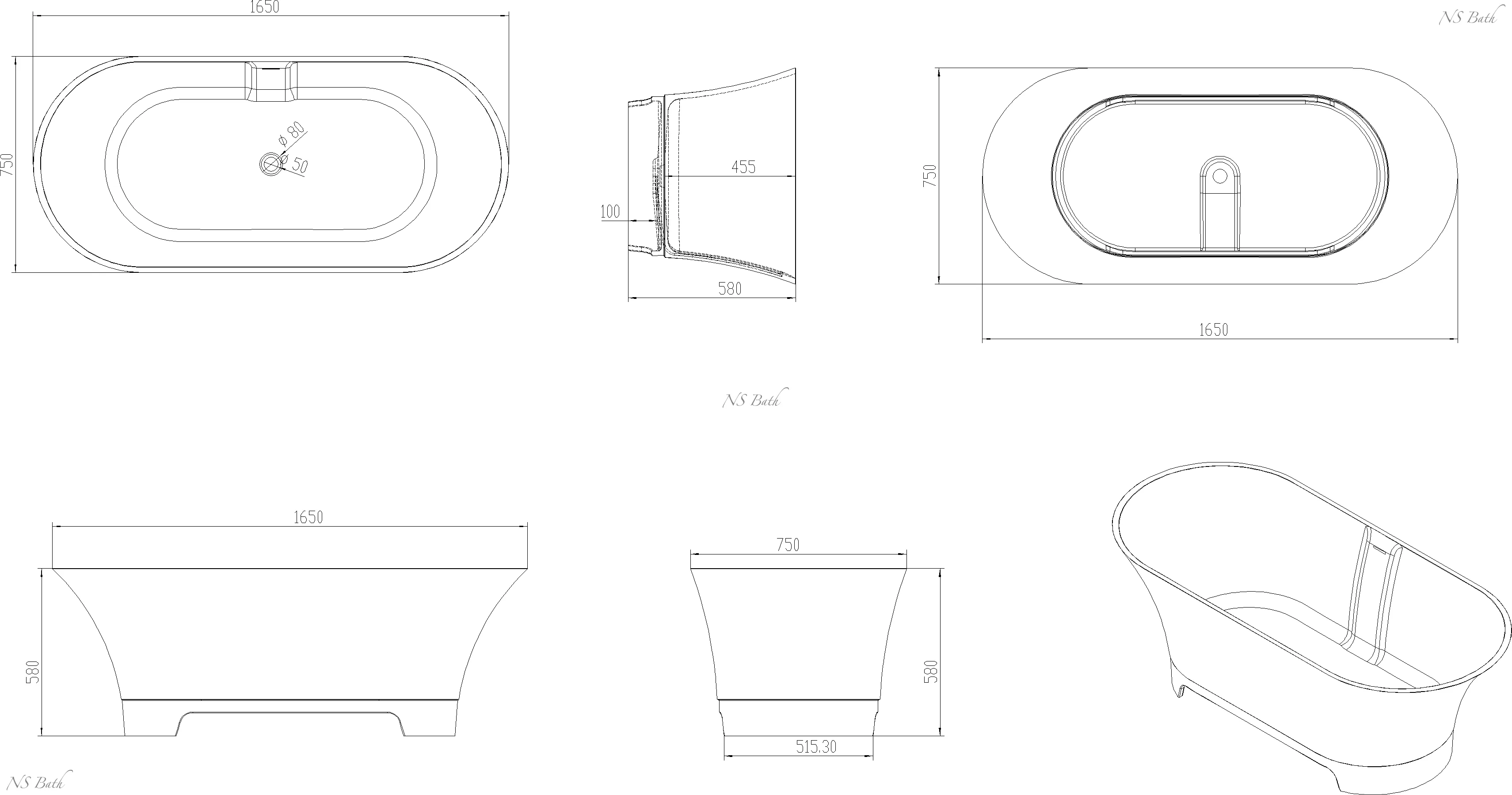 ✔️Ванна NS Bath NSB-16752 купить за 2 622 000 тенге в Казахстане г. Астане, Алмате, Караганде