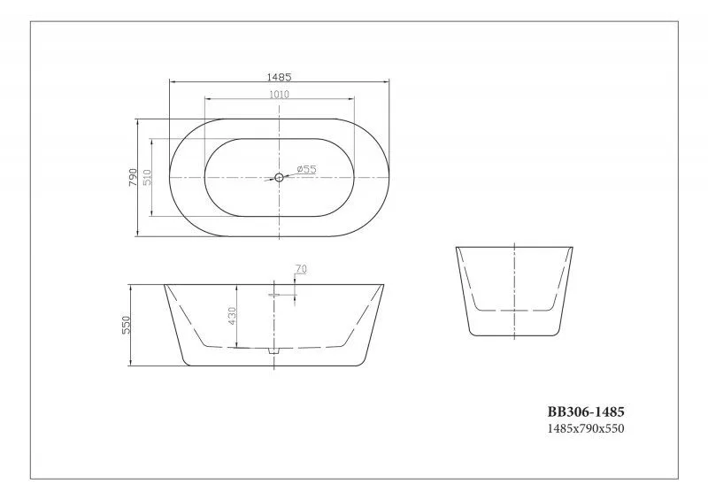 ✔️Акриловая ванна отдельностоящая BelBagno BB306-1485 купить за 623 500 тенге в Казахстане г. Астане, Алмате, Караганде