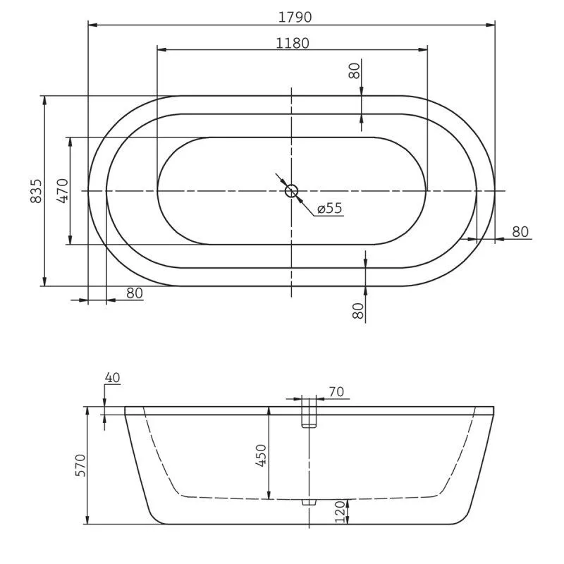 ✔️Акриловая ванна отдельностоящая BelBagno BB12-1785 купить за 747 200 тенге в Казахстане г. Астане, Алмате, Караганде