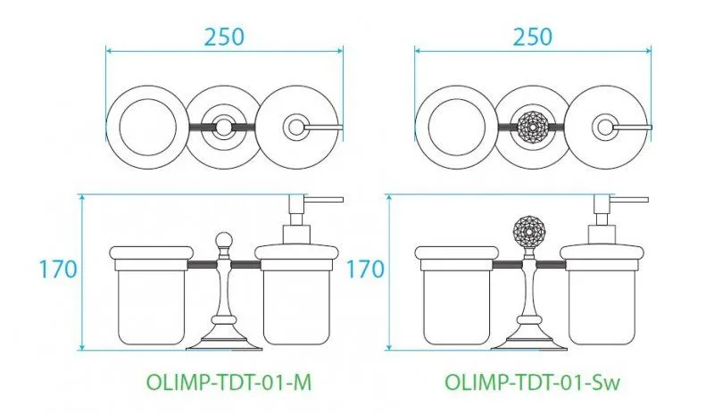 ✔️Стакан/дозатор для жидкого мыла подвесные Cezares Olimp OLIMP-TDT-02-M купить за 178 400 тенге в Казахстане г. Астане, Алмате, Караганде