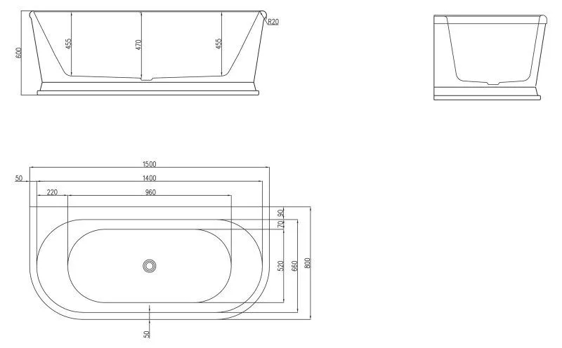 ✔️Акриловая ванна BelBagno BB408-1500-800 купить за 629 600 тенге в Казахстане г. Астане, Алмате, Караганде