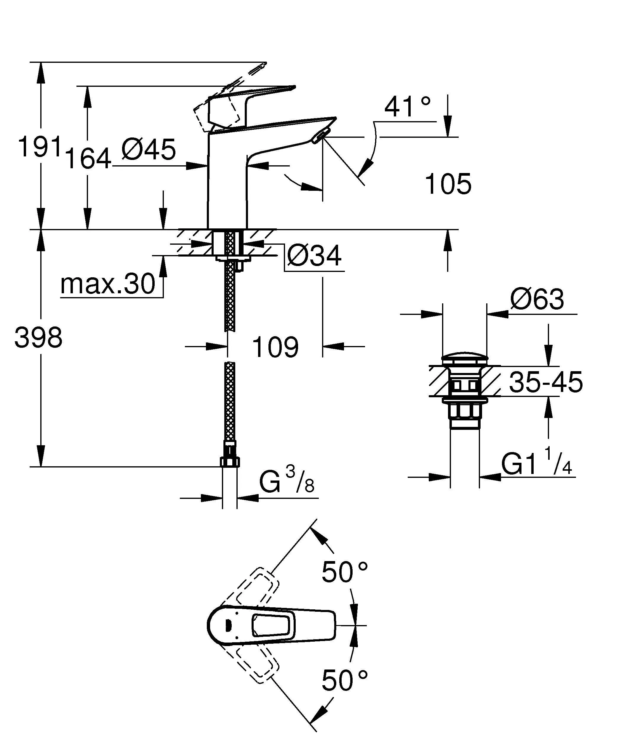 ✔️Смеситель для раковины Grohe BauLoop 23886001 хром купить за 46 500 тенге в Казахстане г. Астане, Алмате, Караганде