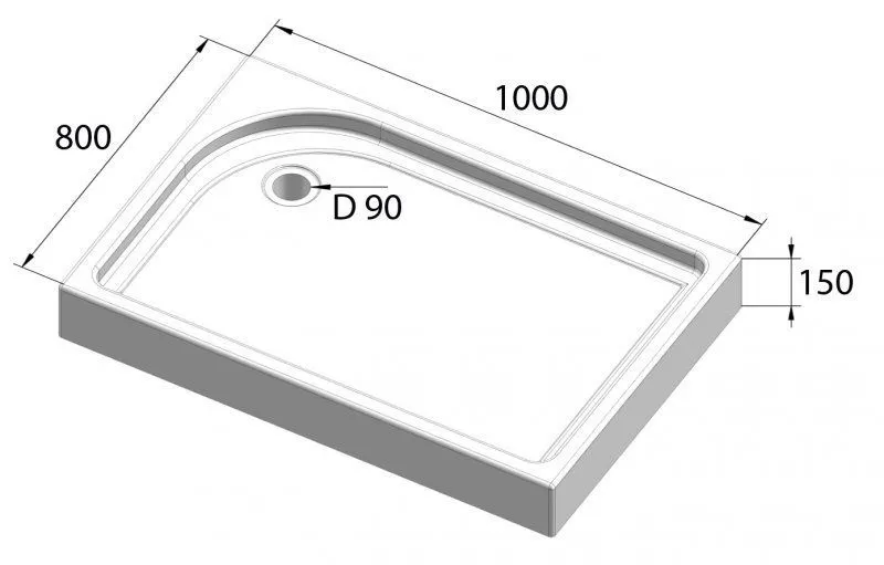 ✔️Поддон акриловый Belbagno TRAY-BB-AH-100/80-15-W-L левый купить за 113 300 тенге в Казахстане г. Астане, Алмате, Караганде