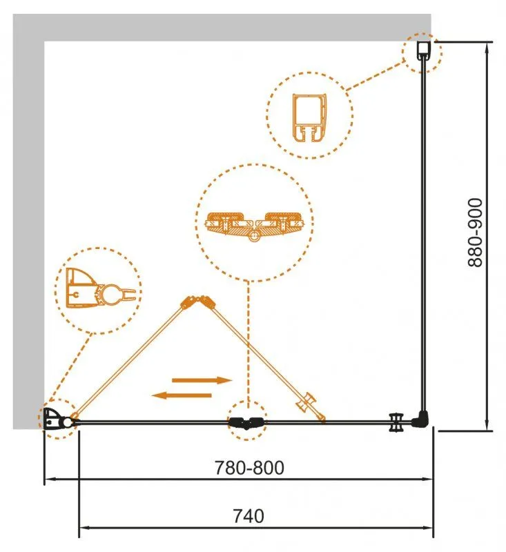 ✔️Душевой уголок Cezares Eco ECO-O-ASH-1-90/80-C-Cr купить за  в Казахстане г. Астане, Алмате, Караганде