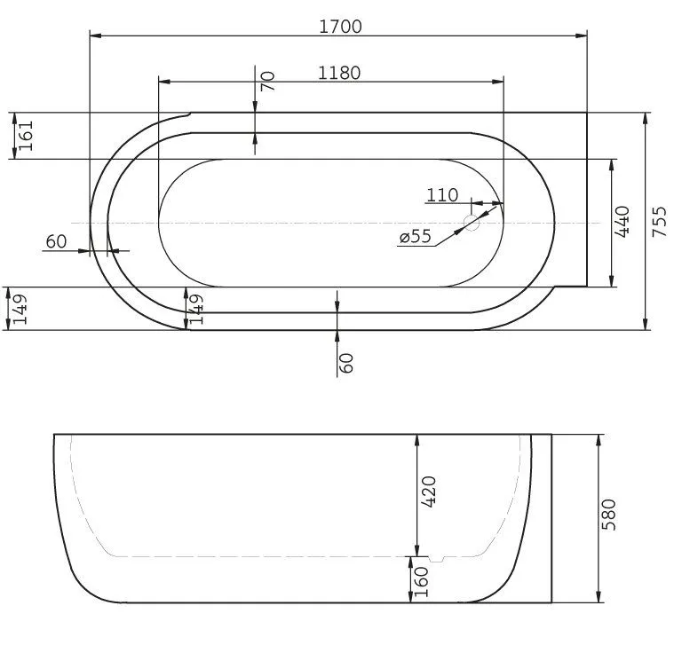 ✔️Акриловая ванна BelBagno BB11-1700R купить за 968 000 тенге в Казахстане г. Астане, Алмате, Караганде