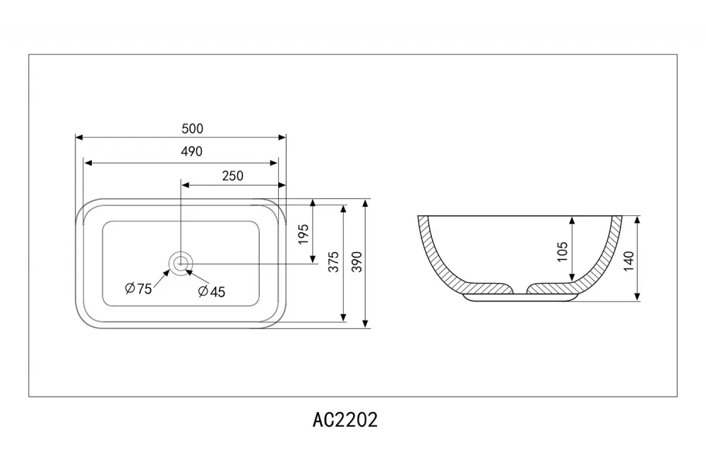 ✔️Накладная раковина ABBER Rechteck AC2202 купить за 39 700 тенге в Казахстане г. Астане, Алмате, Караганде