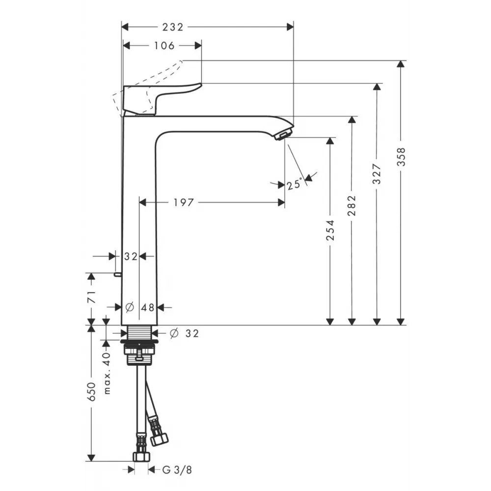 ✔️Смеситель для раковины Hansgrohe Metris высокий 31082000 купить за 189 000 тенге в Казахстане г. Астане, Алмате, Караганде