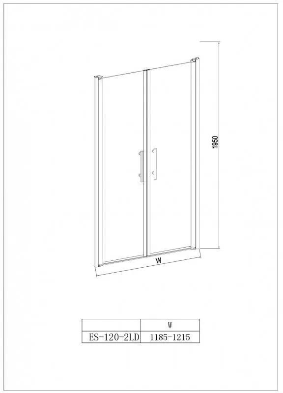 ✔️Душевая дверь в нишу ESBANO ES-120-2LD ESDN1202LD купить за  в Казахстане г. Астане, Алмате, Караганде