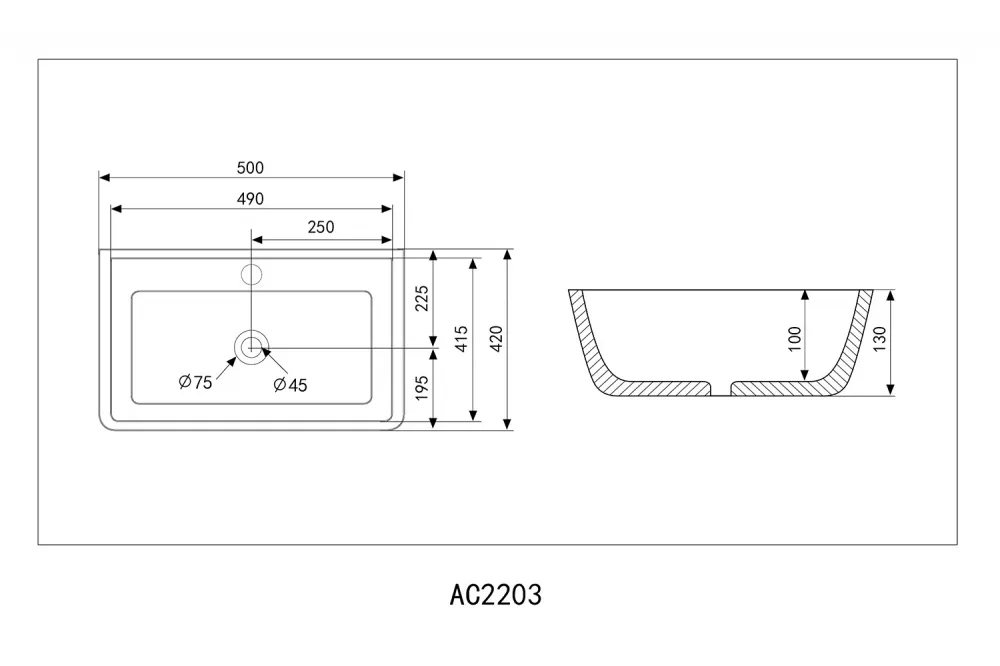 ✔️Накладная раковина ABBER Rechteck AC2203 купить за 38 900 тенге в Казахстане г. Астане, Алмате, Караганде