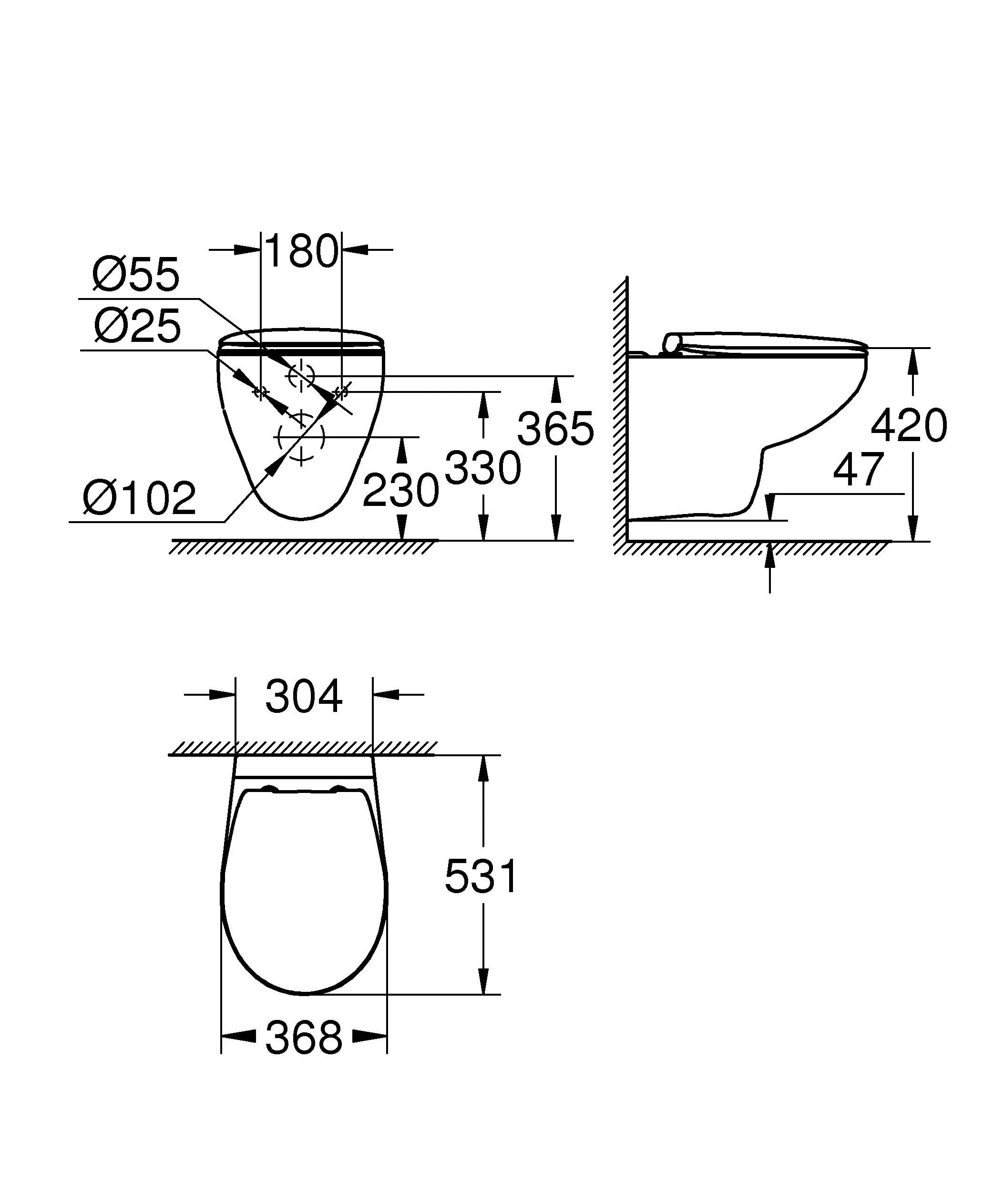 ✔️Подвесной унитаз Grohe Bau Ceramic с сиденьем 39351000 купить за 101 100 тенге в Казахстане г. Астане, Алмате, Караганде