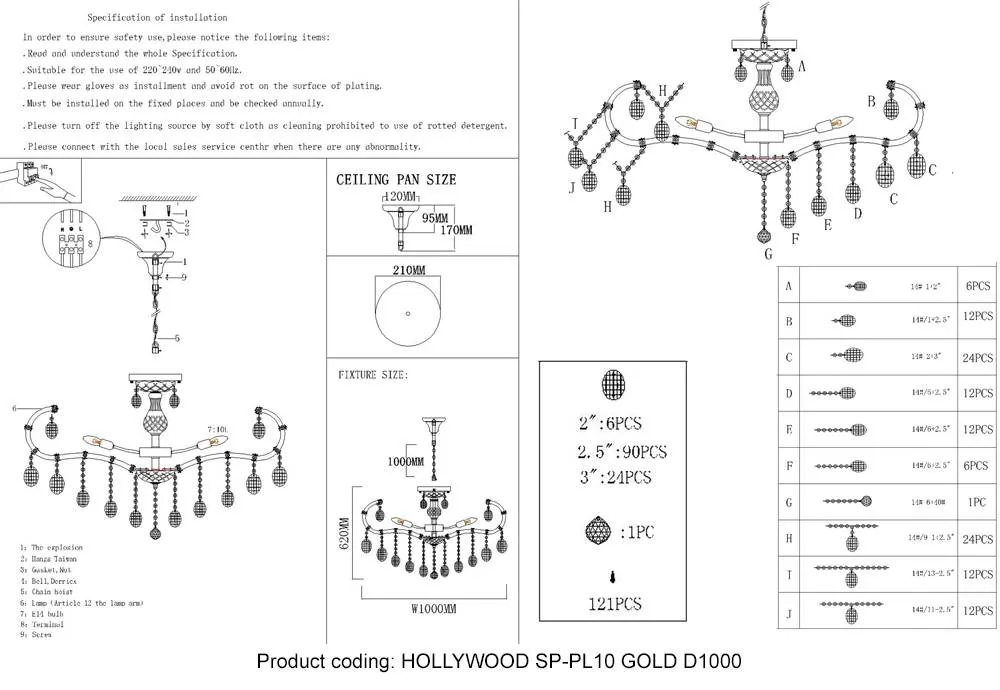 ✔️Люстра Crystal Lux HOLLYWOOD SP-PL10 GOLD D1000 купить за 356 400 тенге в Казахстане г. Астане, Алмате, Караганде