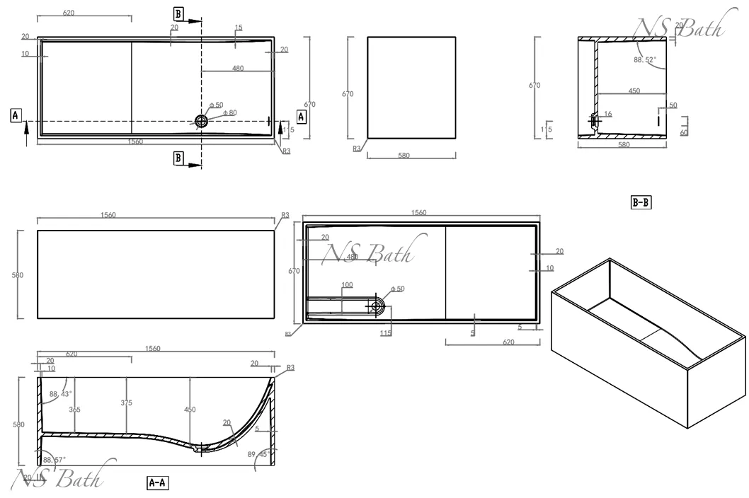 ✔️Ванна NS Bath NSB-15670 купить за 2 549 100 тенге в Казахстане г. Астане, Алмате, Караганде