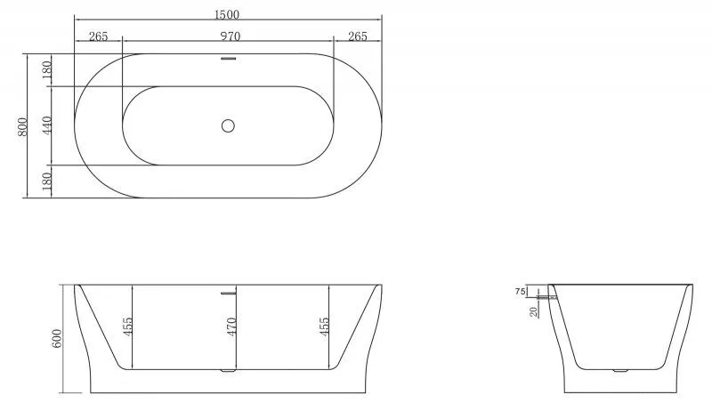 ✔️Акриловая ванна отдельностоящая BelBagno BB405-1500-800 купить за 560 300 тенге в Казахстане г. Астане, Алмате, Караганде